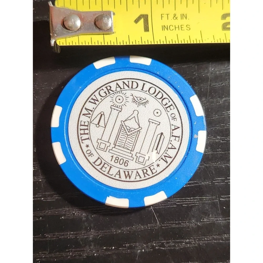 Grand Lodge Of Delaware AF & AM 1806 Poker Chip Masonic Brotherhod Chalenge Coin